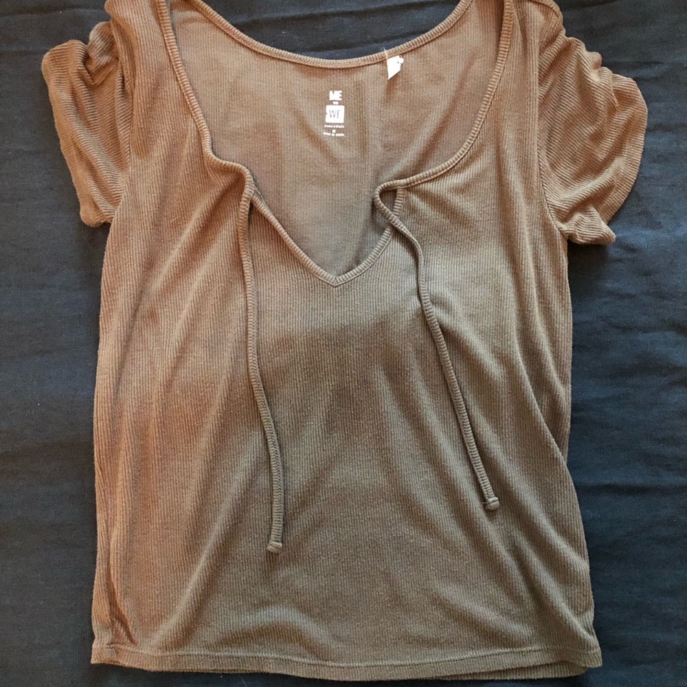 UO Me To We Green Crop Shirt Medium